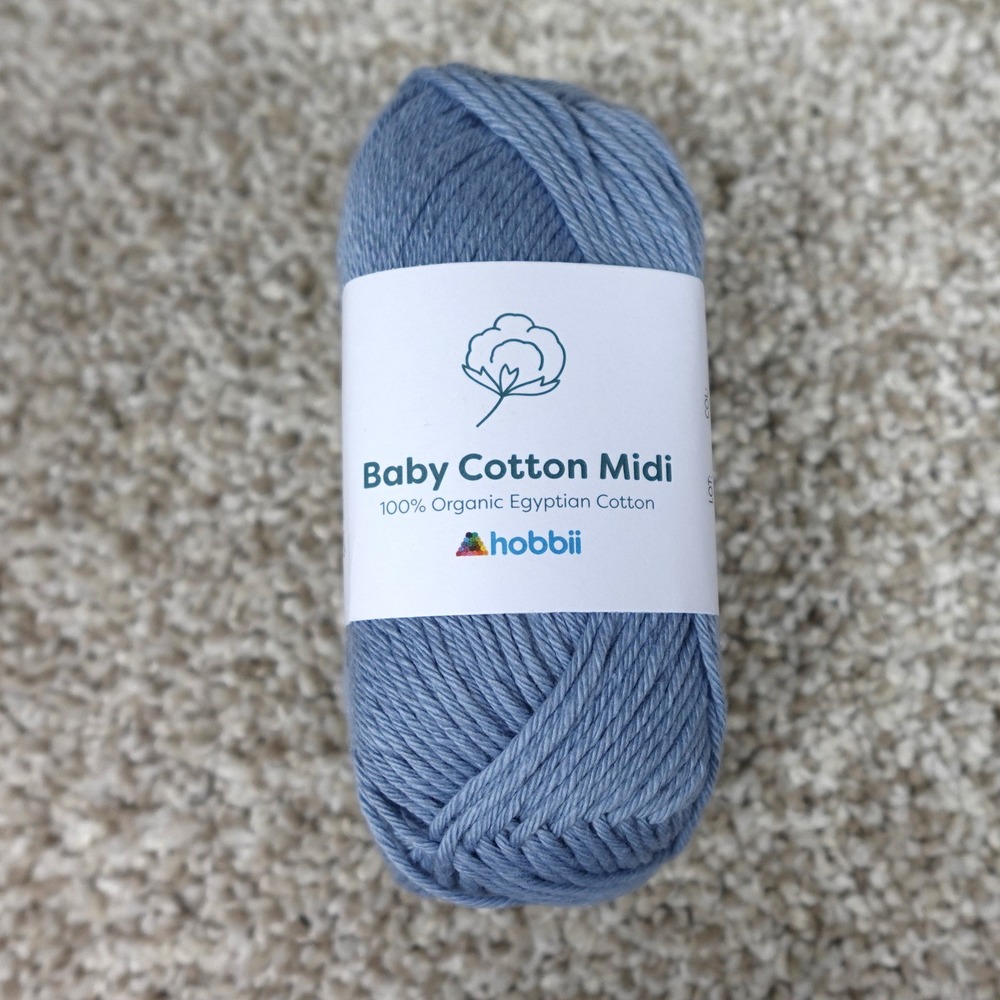 Hobbii Baby Cotton Midi Yarn 100% Organic Egyptian Cotton Blue Color 07 Lot 2401